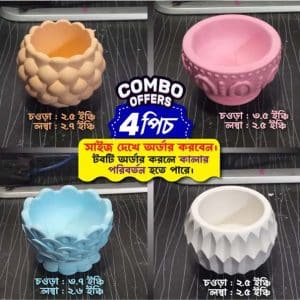 Mix Color 4pics Combo Bati Mini Cactus or Succulent Planter Tub