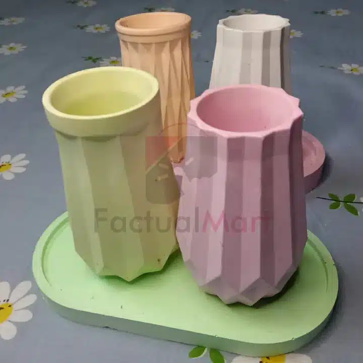 3 pcs Combo High Quality White Cement Tube/Vase/Pen Holder - Image 7