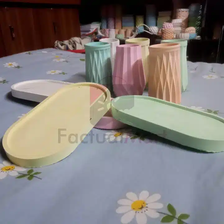 3 pcs Combo High Quality White Cement Tube/Vase/Pen Holder - Image 6