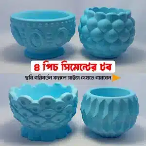4Pcs Blue Mini Cement Planters – Cactus & Succulent Pots for Home & Outdoor Decor