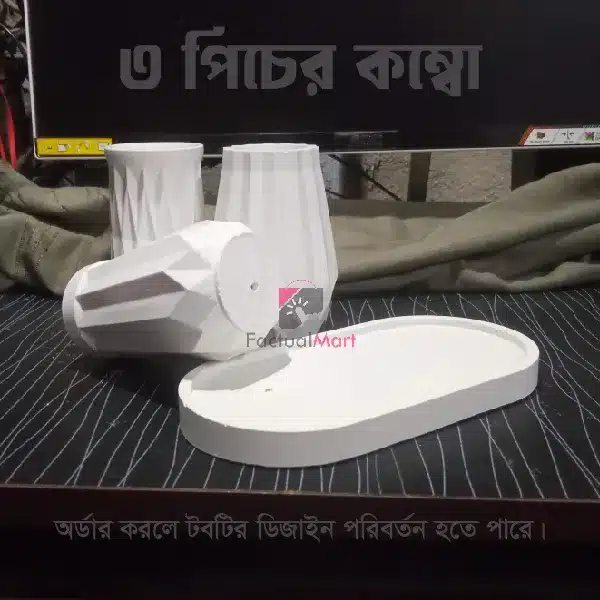 3 pcs Combo Premium Quality White Cement Tube/Vase/Pen Holder/Pot/Tree/Plant Indoor Home Decor Outdoor - Image 2