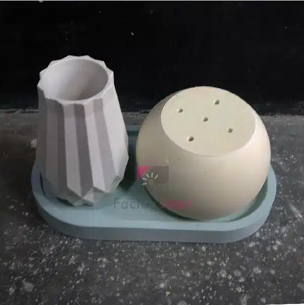 Mix Color 3pics Combo Size White Cement succulent tub Holder/Flower Vase Indoor Home Decor Outdoor - Image 2