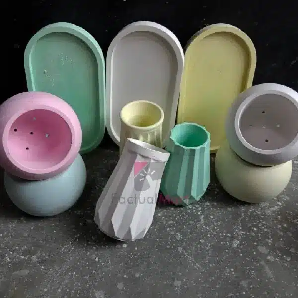 Mix Color 3pics Combo Size White Cement succulent tub Holder/Flower Vase Indoor Home Decor Outdoor - Image 4